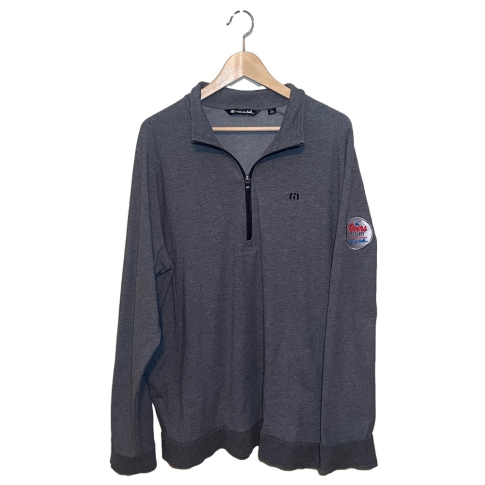 Travis Mathew Shirt 1/4 Zip Pullover Long Sleeve Golf Embroidered Logo Gray XXL